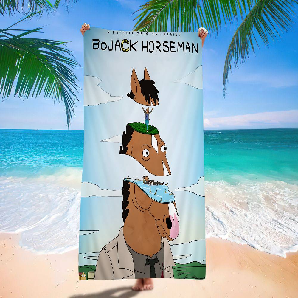 Grappige BoJack H-Horsemans Bath Towel Microfiber Soft Water Absorbing Breathable For Girl Kids Decorative Cartoon Beach Towel