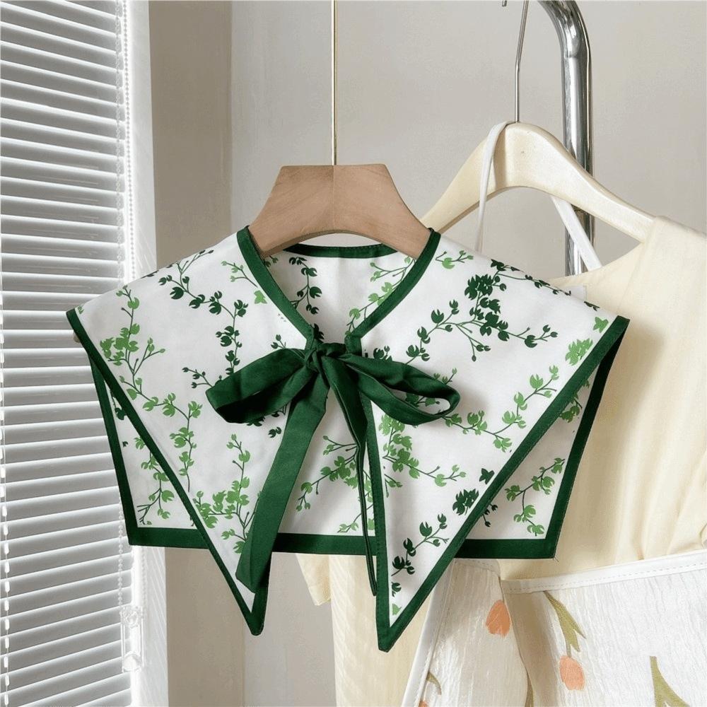 Floral Pattern Fake Collar Shawl Print Vintage Poncho Cape Detachable Fake Collar Capelet  Female