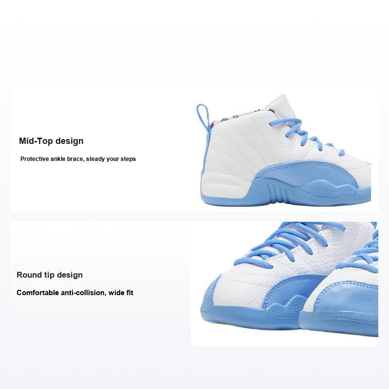 Детские кроссовки Air Jordan 12 Retro TD Emoji Белый Лимонно-Ядовитый Ярко-Серный DQ4367-114 25