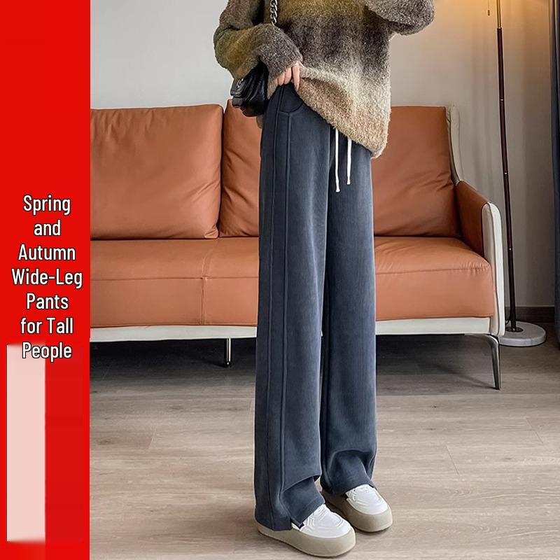 

Женские флисовые широкие спортивные штаны: 2024 Осень/Зима Повседневная спортивная одежда, Брюки из овчины S