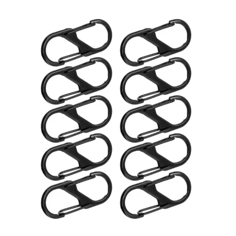 10 Pezzi Gancio Metallico a Forma di S Multiuso, Appendiabiti Double-Sided Resistente per Campeggio Pesca Viaggio, Design con Molletta a Molla
