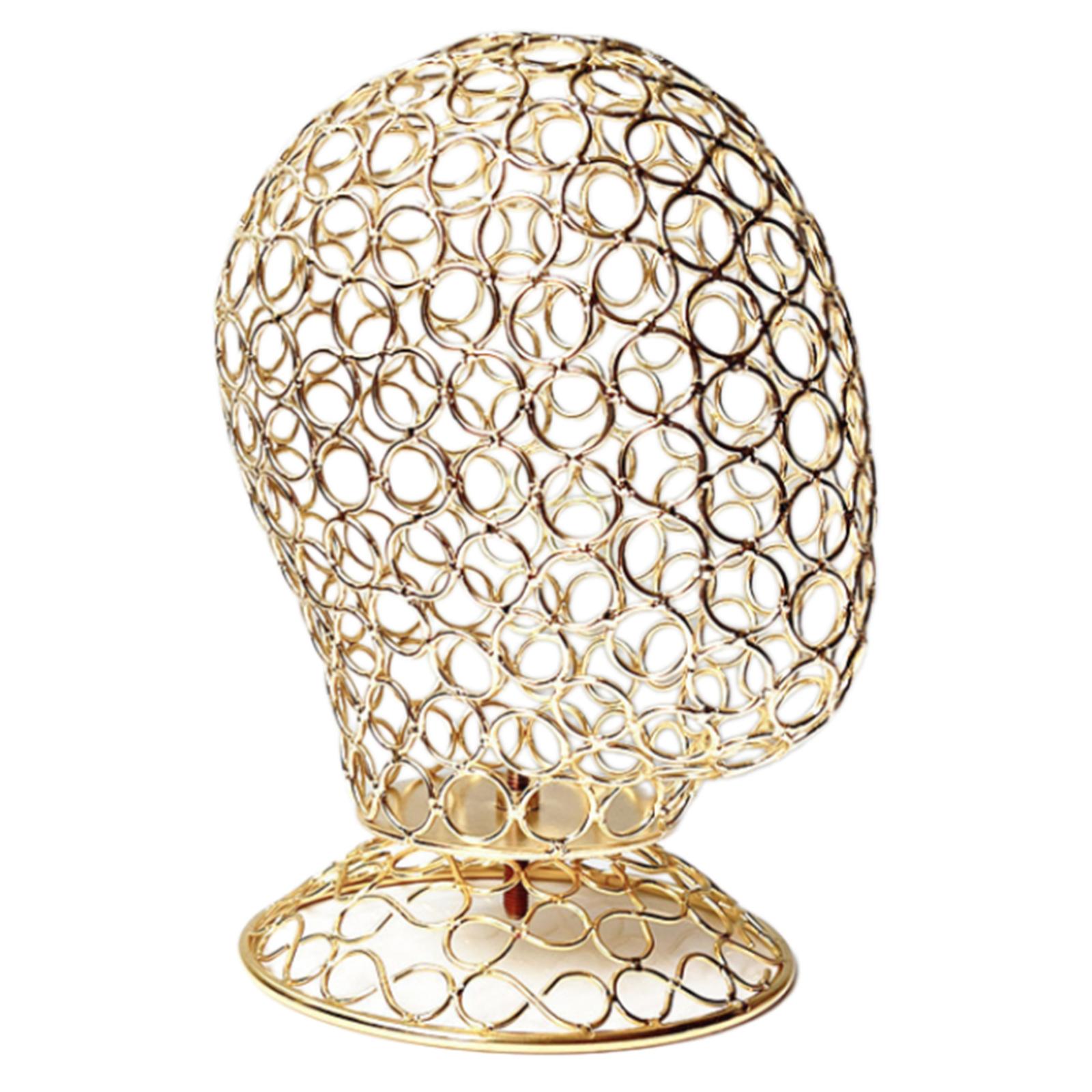 

Металлическая подставка для головы манекена, подставка для парика, подставка для головного убора, железная текстура, подходит для демонстрации париков, шляп, шапок и головных уборов золотой