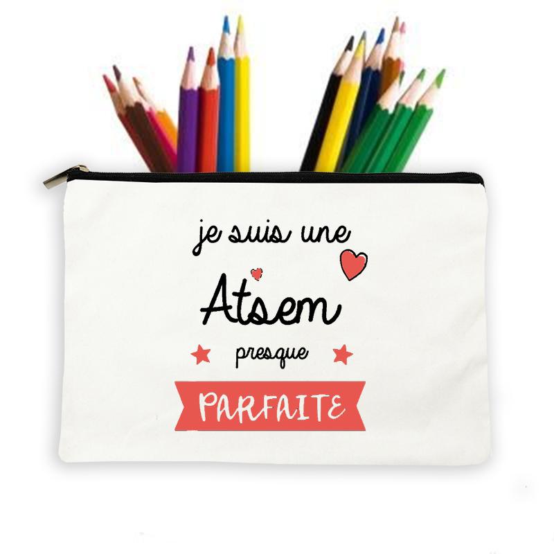 

Thanks Atsem French Print Woman Makeup Wash Pouch Storage Bag Makeup Bag School Stationery Supplies Pencil Case Travel Best Gift