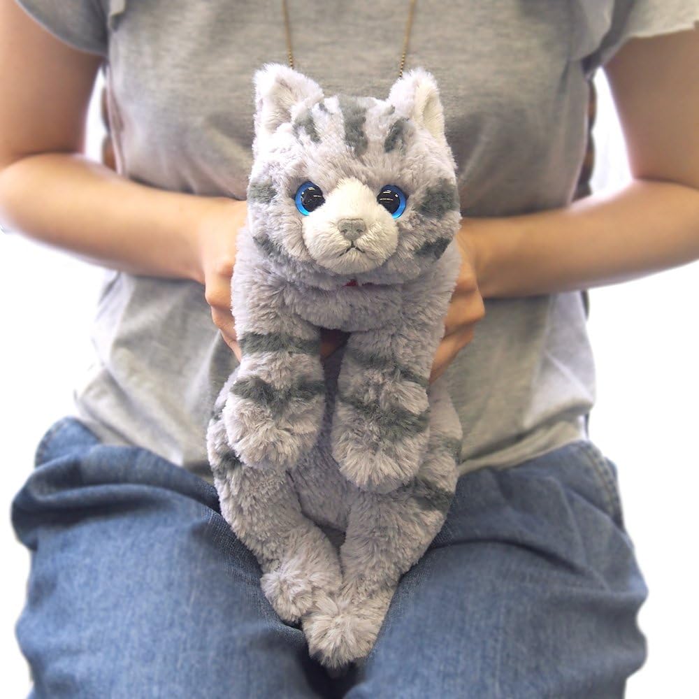 Sun Lemon Knee Cat Plush Toy Small Gray