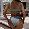 Black White Plaid Brazilian High Cut Bikini Female Swimsuit Two-pieces Bikini Set Women Swimwear Bather Bathing Suit Swim