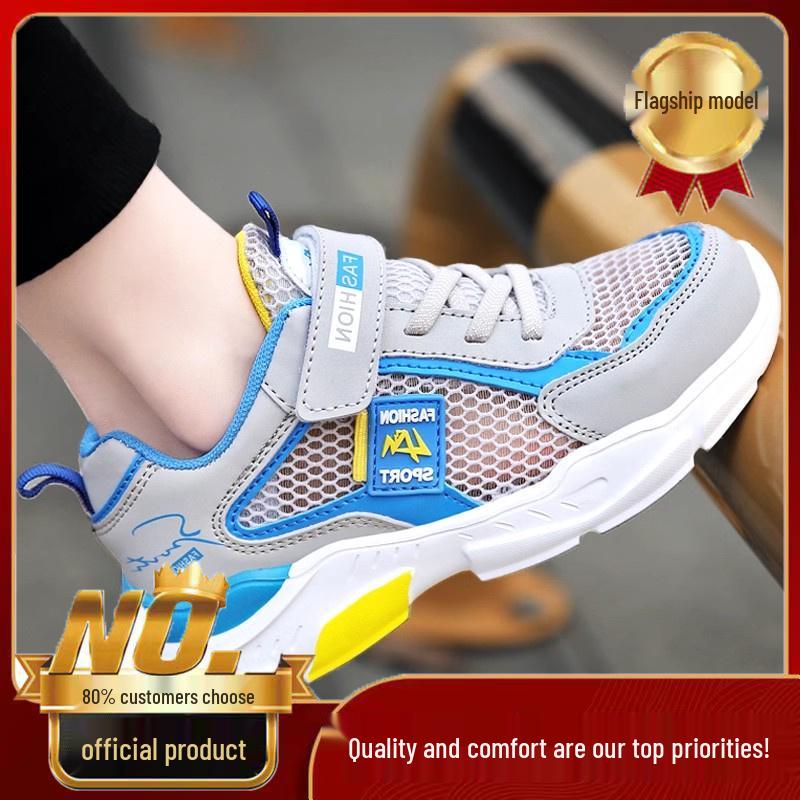 Tênis de Corrida Respirável de Malha para Meninos – Sola Macia, Design 2025