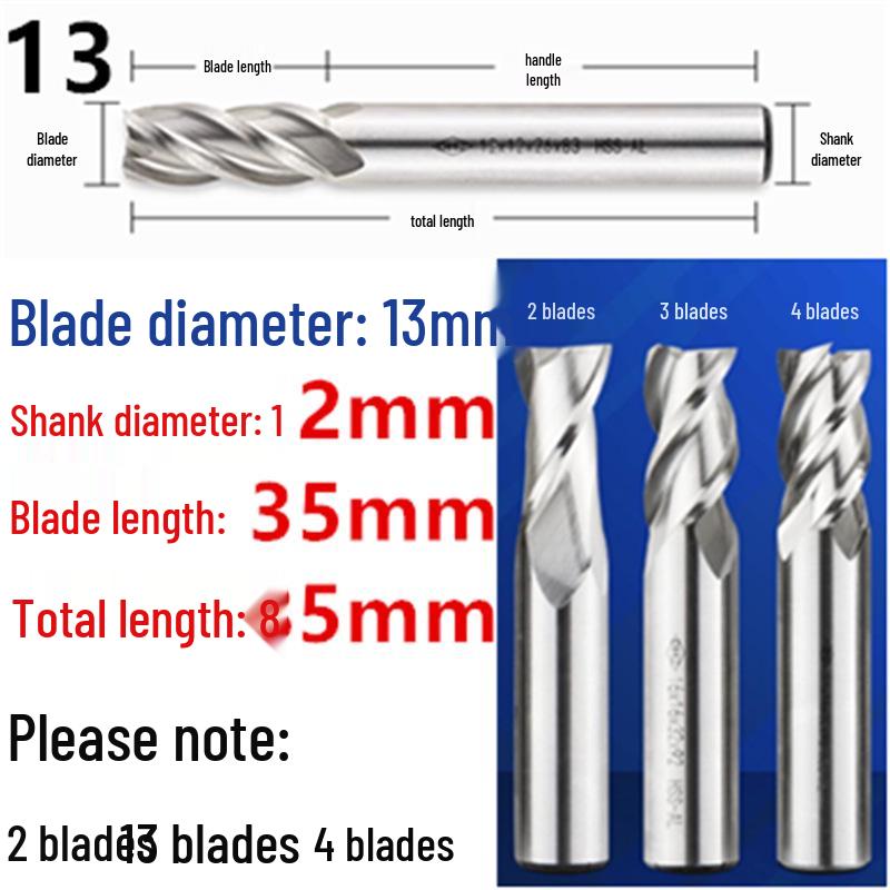 Guiyang Xiaohe DHZ High-Speed Steel 2/3/4-Flute Milling Cutter