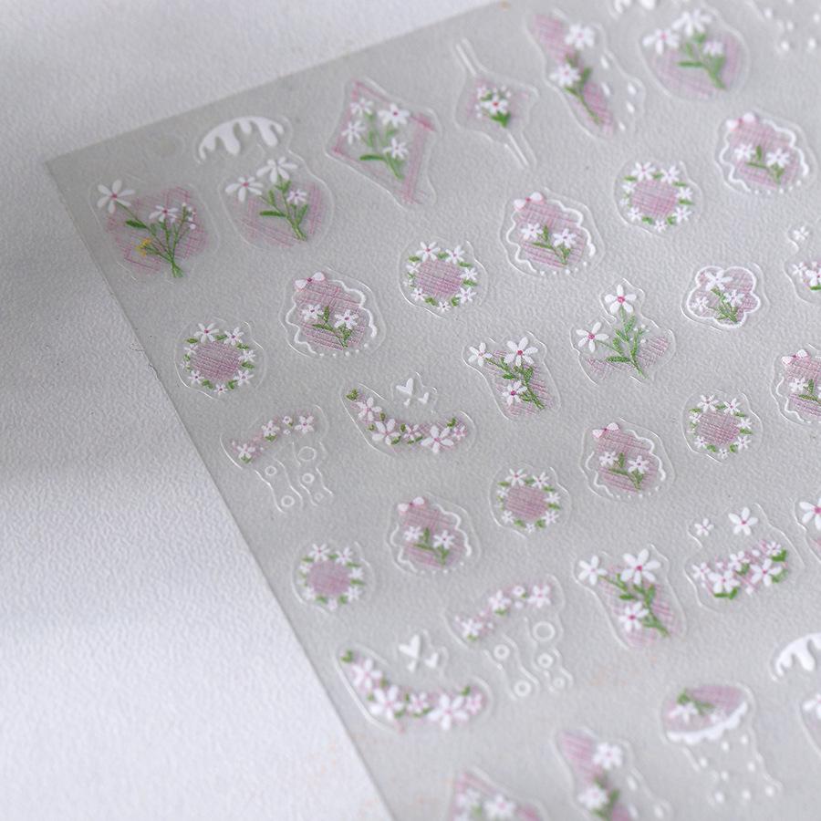 Magico Frosted Jasmine Bloom TS-3944: Self-Adhesive Transparent Nail Art Stickers