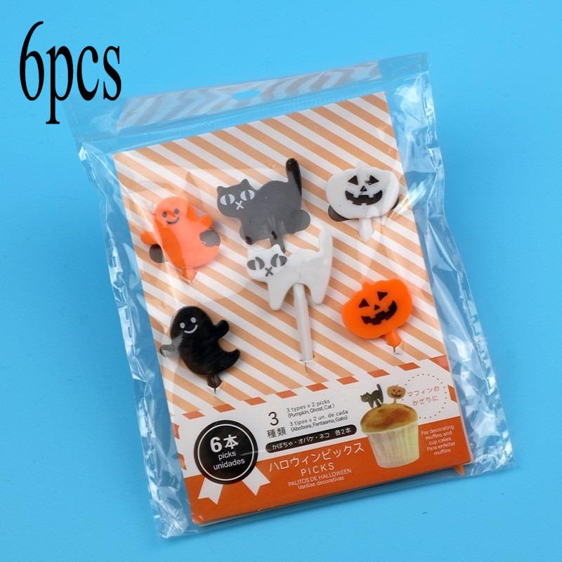 Halloween Toothpicks Mix Set Pumpkin Ghost Bat Fruit Fork Dessert Cocktail Cake Decoration Picks Halloween party Supplies