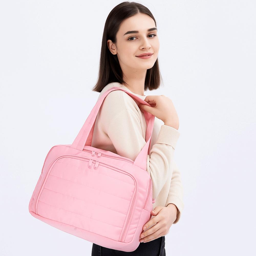 Solid Color Handheld Cosmetic Bag Nylon Make Up Pouch Bag Wash Bag Portable Toiletry Bag  Storage