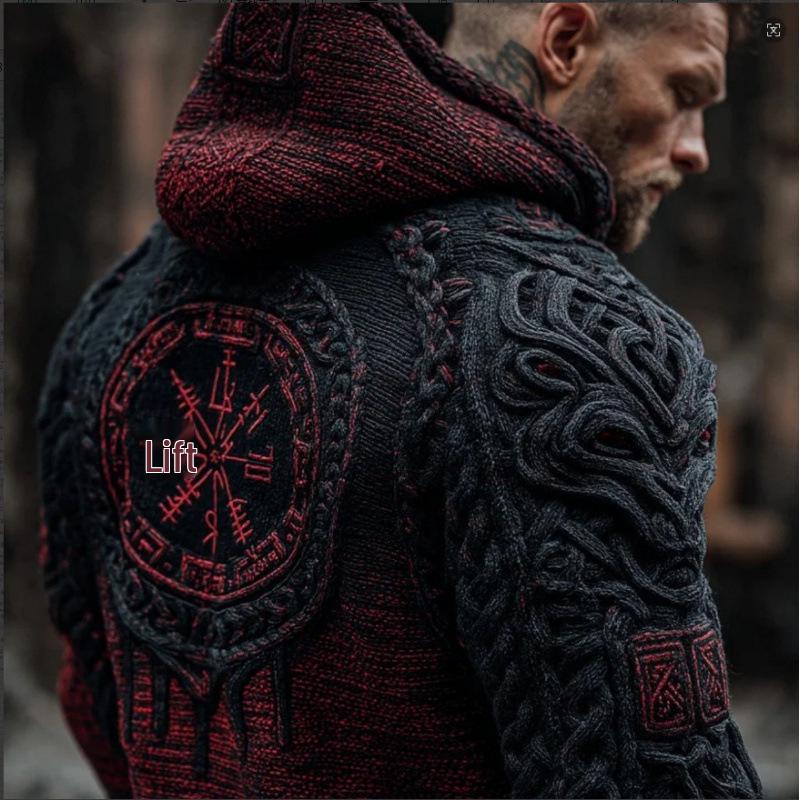 Unisex 3D-bedruckter Strickpullover mit Kapuze für Herbst/Winter