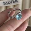 925 Sterling Silver Rings for Women Couple Minimalist Blue Stone Ring Fine CZ Jewelry Birthday Gift Prevent Allergy