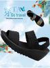 Damen-Sandalen mit gewebtem Elastikband - Frühling/Sommer 2020, Rutschfeste flache Schuhe mit niedrigem Keilabsatz, Komfort-Tanzschuhe