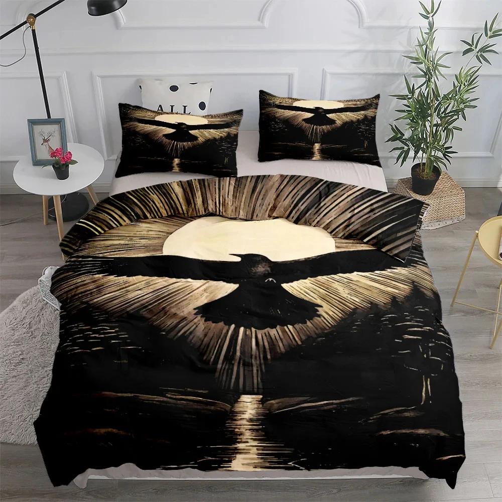 Dusk Raven Poe Duvet Cover Set King Queen Double Full Twin Single Size Bed Linen Set Duvet Cover Bed Set Quilt Cover Pillowcase