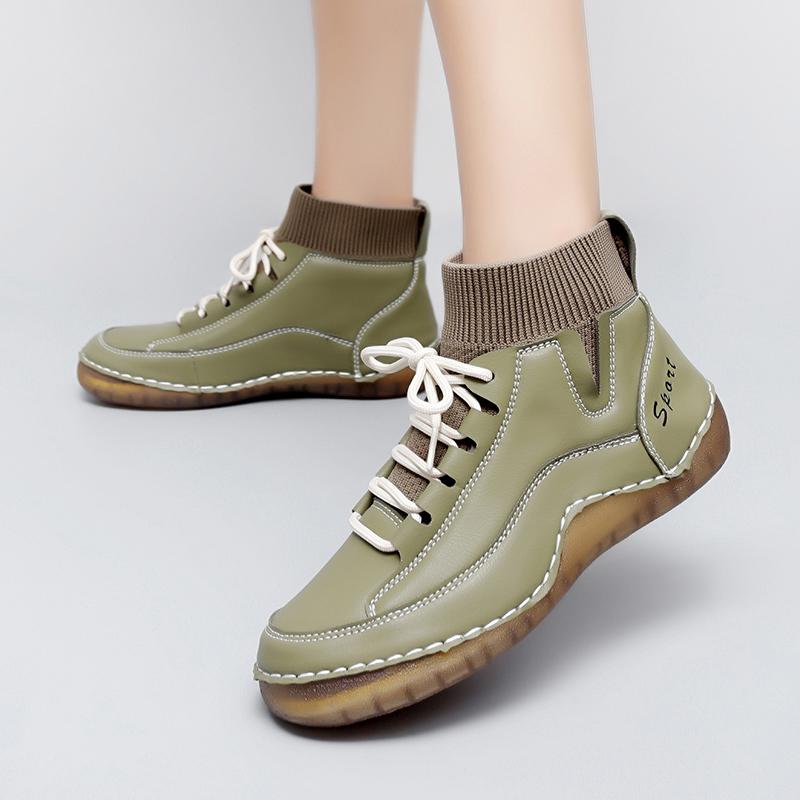 Women Hiking Shoes Driving Shoes High Top Beige Green Black Ankle Boots Casual Plus Size Outdoor Shoes