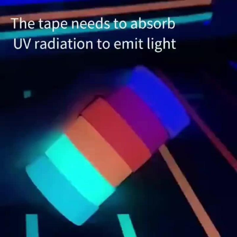 6 ks Neonově zářící páska, 6 barev - Vodotěsná, UV reaktivní fluorescenční samolepka, Reflexní bezpečnostní výstražná páska