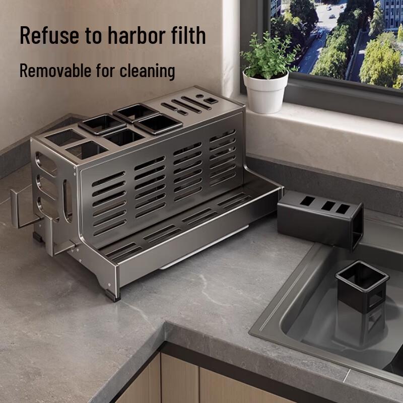 Multi-functional Kitchen Countertop Spice Rack with Knife Holder