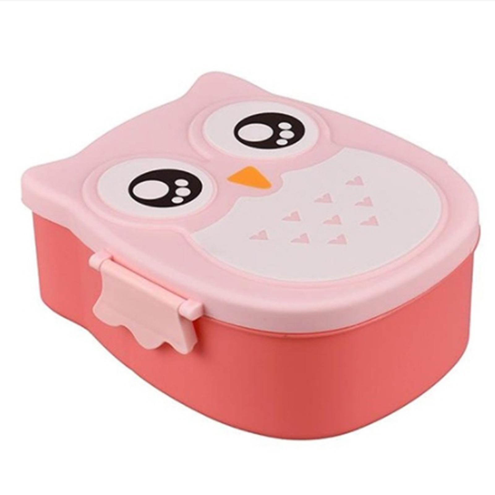 

Ланч-бокс для детей, коробка для бенто, контейнеры для закусок, милый мультяшный ланч-бокс в форме совы, 2 отделения, аксессуары для хранения еды розовый