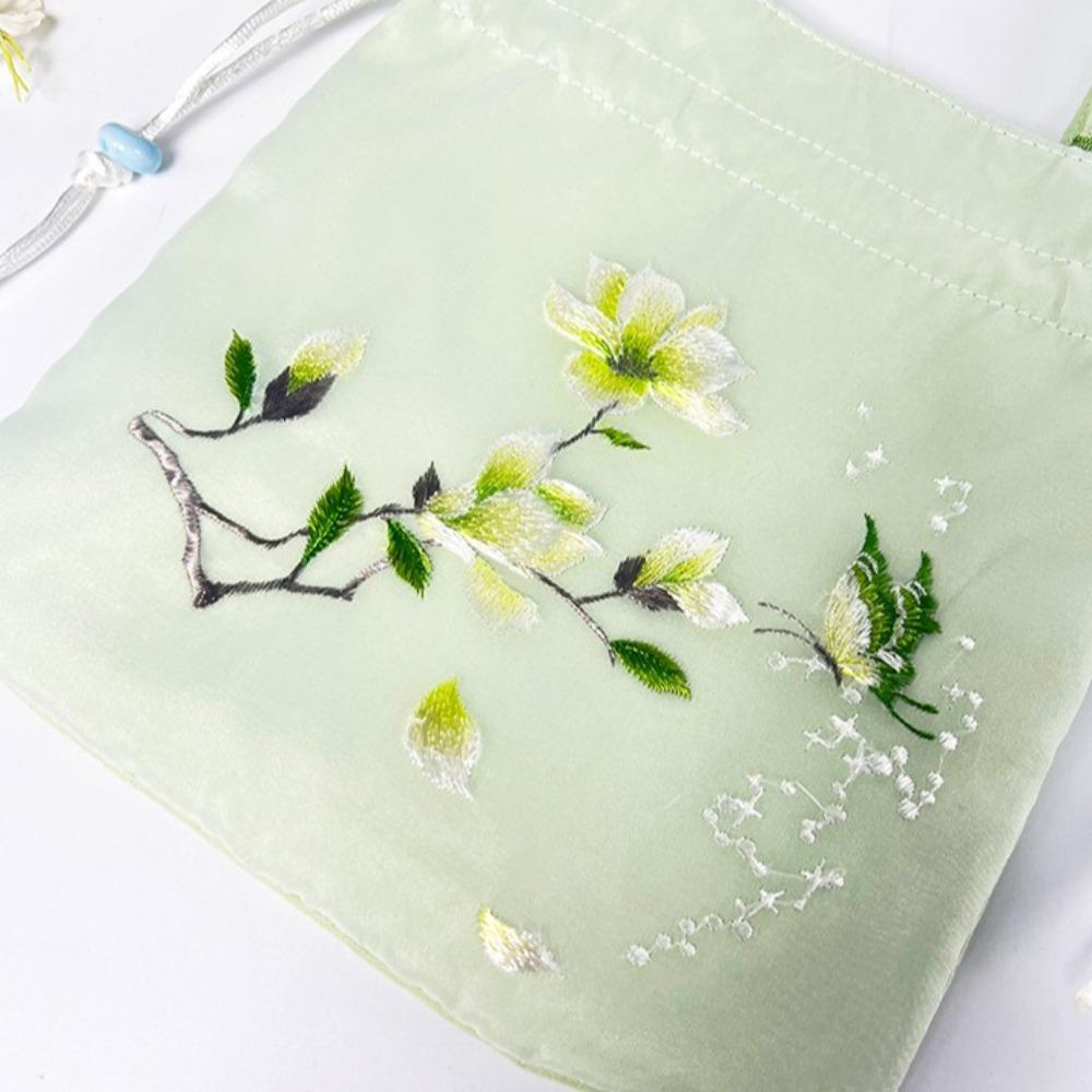 Organza Chinese Style Drawstring Bucket Bag Elegant Small Purse Bag  Wedding