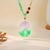 Women's Ruyi Necklace: Spring Color Jade, Floating Flower Pendant, Dongling Jade & Glazed Bead Chain