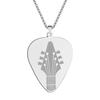 Kinitial Laser Carved Exquisite Fashion Stainless Steel Necklace Guitar Engraved Pendant Musician Birthday Commemorative Gift