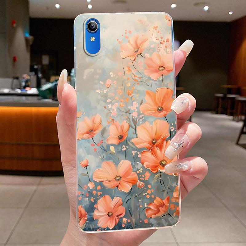 Para Vivo 2015 / Y91C / Y1S / 1820 Carcasa Transparente Nuevo Diseño Flor Silicona Suave Funda Parachoques Para VIVO Y91C/1820 TPU Funda para Teléfono