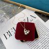 Chic Black & White Plaid Heart Titanium Steel Necklace for Women - Trendy European & American Fashion Jewelry 