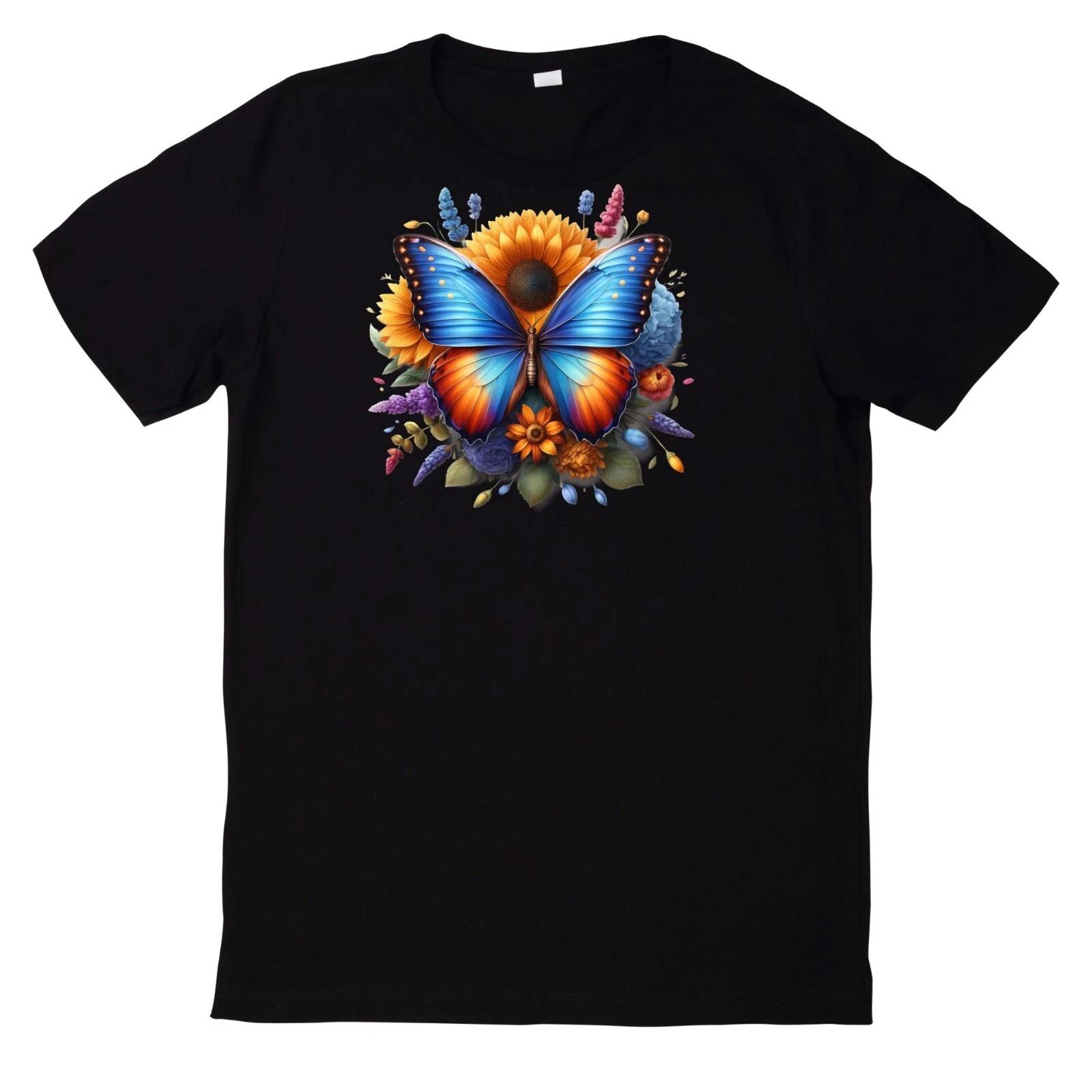 T-Shirt Blumen schmetterling XXL
