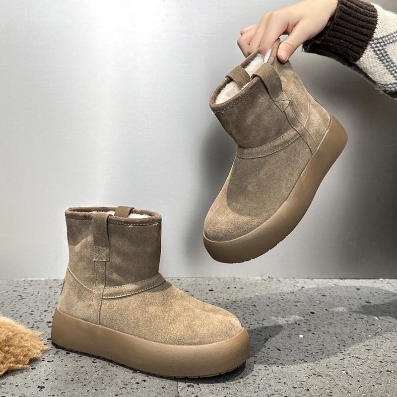 Women's Snow Boots Winter Fleece-lined Warmth Women Boots Large Size Round Toe Comfortable Female Short Boots