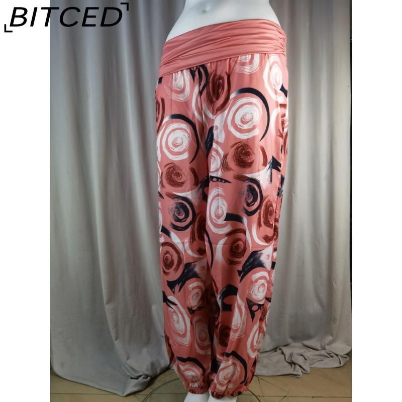 BITCED 15 Color Women Casual Elastic Waist Plus Size Print Long Trousers Straight Loose Long Pants Haren