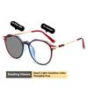 0~ +4.0 Polygon Irregular  Reading Glasses Eyeglass Frame Anti Blue Light Intelligent Color Changing Sensitive Gray Glasses