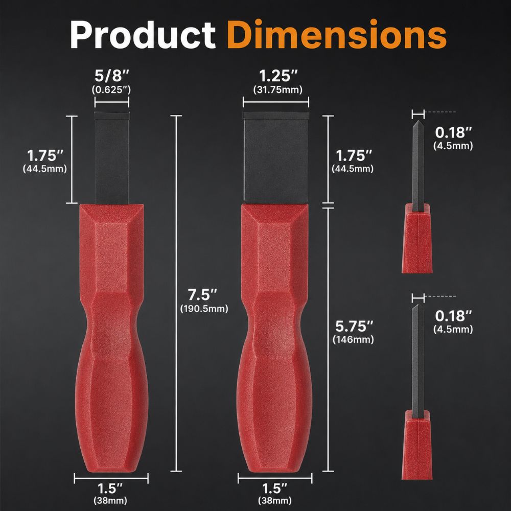 2PCS 1-1/4 Inch 5/8 Inch Blade Carbide Gasket Scraper Automotive Scraper Metal Surface Cleaning