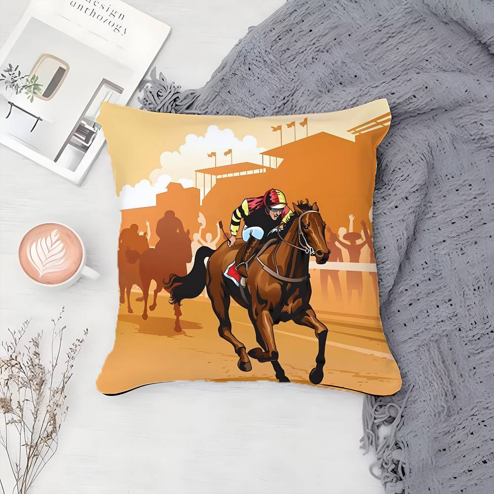 Competition Promotion Horse Racing Pillow Case Printing Pillowcase Living Room Sofa Cushion Cover Bedroom Room Decor