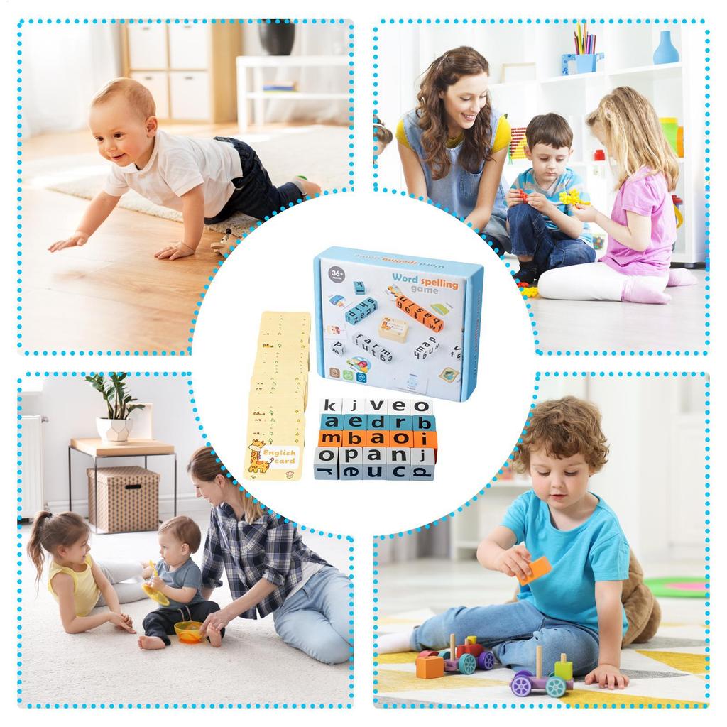 Kindergarten Learning Games Wooden Interactive Alphabet Spelling Learning Toy Kids Word Spelling Games for Kids Boys Girls