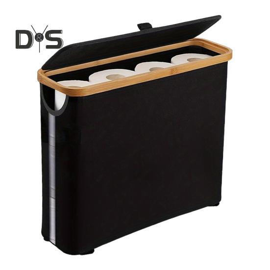 Toilettenpapier-Aufbewahrungskorb mit Deckel, großes Fassungsvermögen, atmungsaktiv, leicht zu reinigen, zusammenklappbares Design, Toilettenpapierhalter, Spender, Aufbewahrungs-Organizer