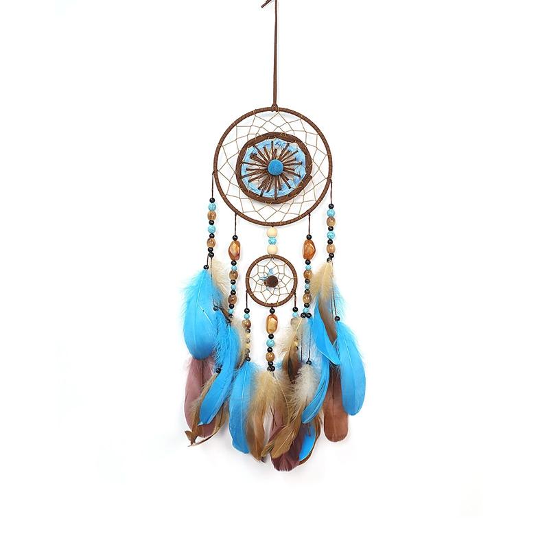 Cattura Sogni Piuma Blu Bohemien Campanelli a Vento Creativi Grande Appeso a Parete Decorazioni per la Casa Regali per Ragazze Ornamenti Fatti a Mano