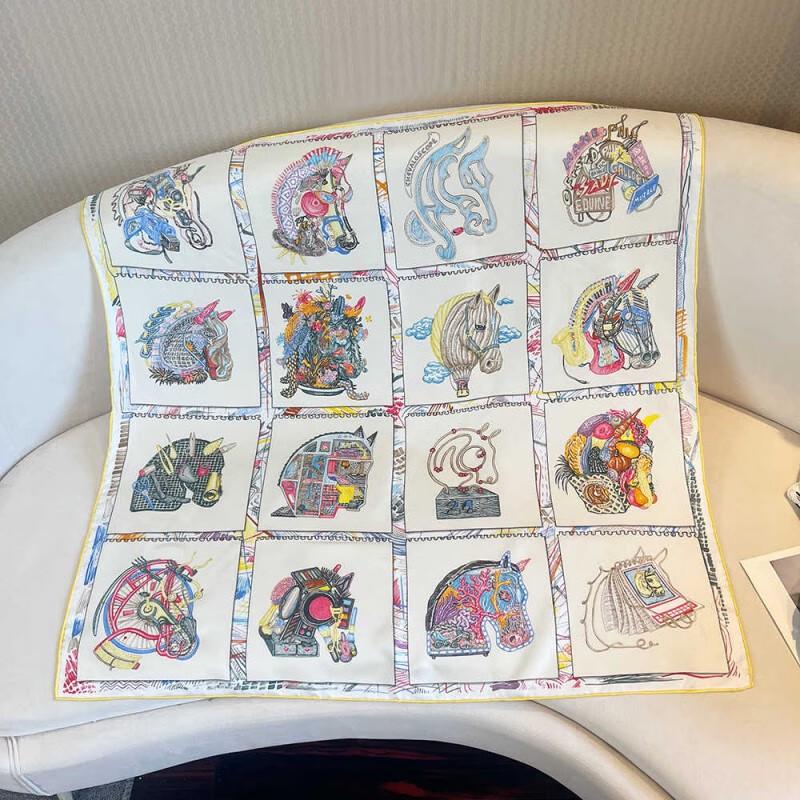 NINA SOLOR Horse Prism Twill Silk Scarf