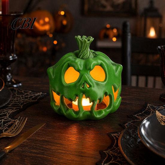 Halloween Skull Pumpkin 3D Printed Candle Holder, Hollow Design Sturdy Decoration Figurine, Multifunctional Ambient Lampshade for Party Favors Festive