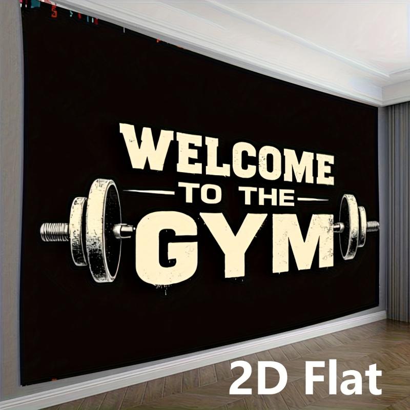 VIKAMA Willkommen im Fitnessstudio Wandteppich Retro-Industriedesign Perfekt für Fitness-Dekor Heim-Fitnessstudio Wandgestaltung und Fotokulissen