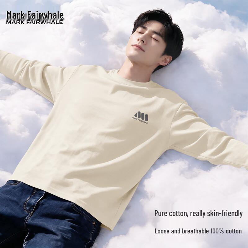 Mark Fairwhale Men's Casual Cotton Long Sleeve Crew Neck T-Shirt