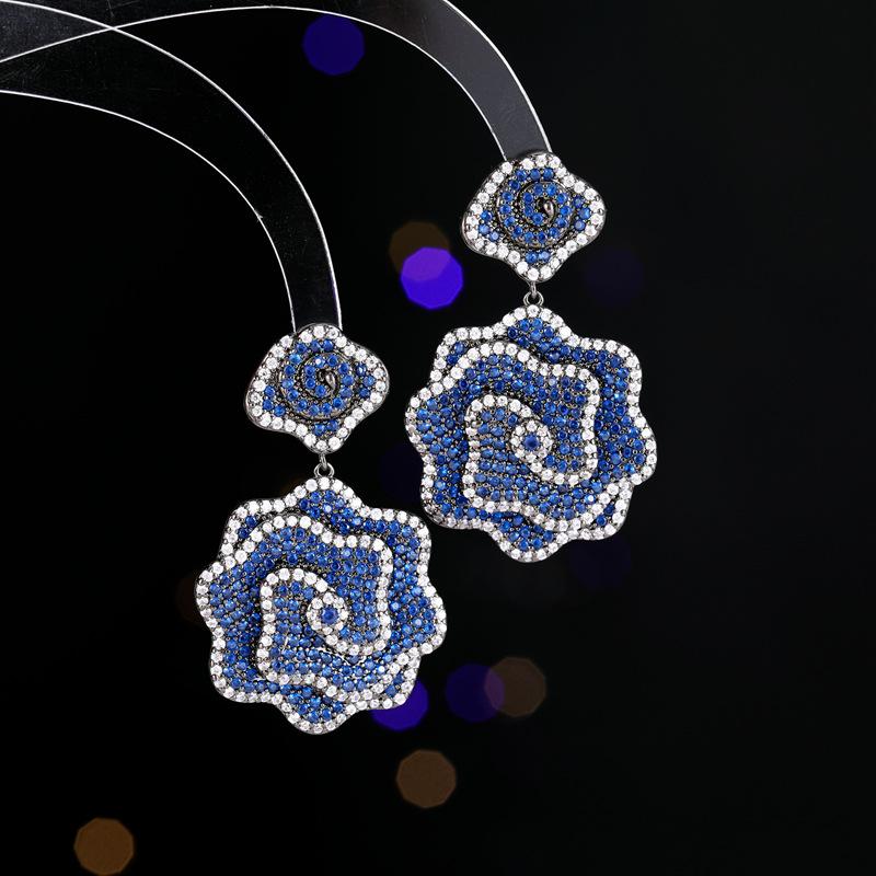 

Серьги-иглы из серебра 925 пробы, роскошные, высококачественные, дизайнерские, двухцветные, инкрустированные цирконием, высококачественные серьги-камелии