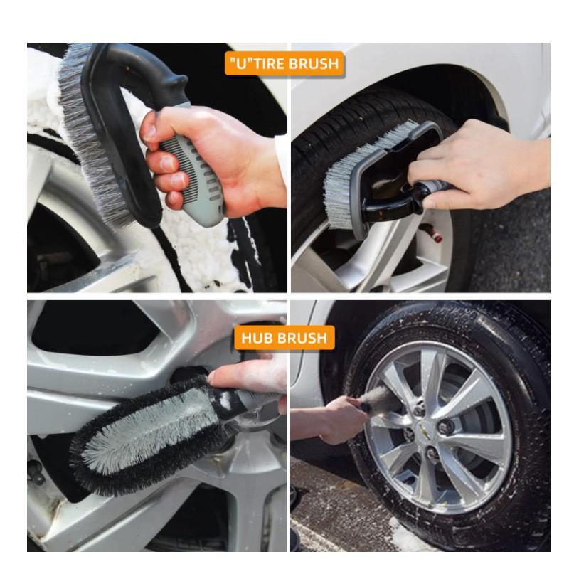 9-Piece Car Cleaning Set: Wheel Brush, Tire Brush & Wash Mitt for High-Performance Cleaning