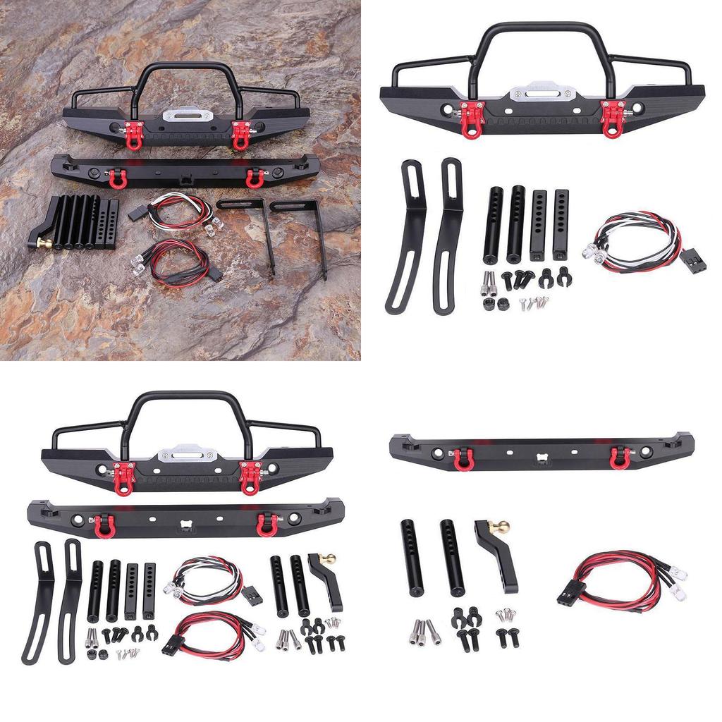High Quality Metal Rc Rock Crawler Bumper With Bright Led Lights For Axial Scx10 9004