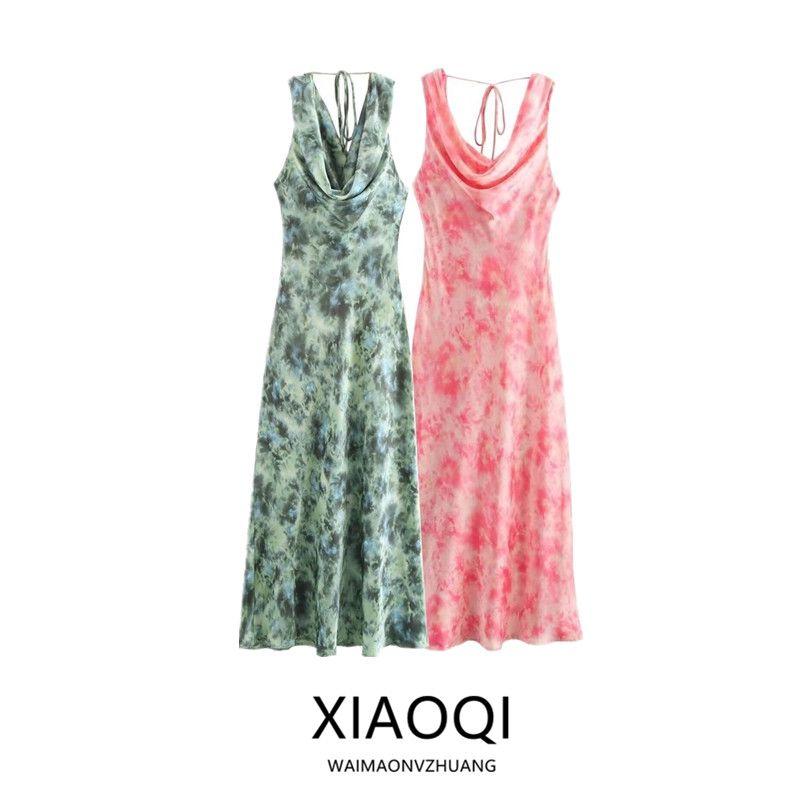 Western Style 2024 Summer New Women Clothes Sleeveless Lace-up Print Dress Long Dress 9878147 330