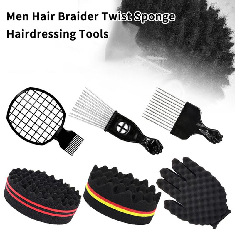 Friseursalon Herren Haarflechter Twist Schwamm Handschuhe Afrikanisches Haar Styling Gabel Kamm Haar Locken Schaumstoff Für Salon Friseurbedarf
