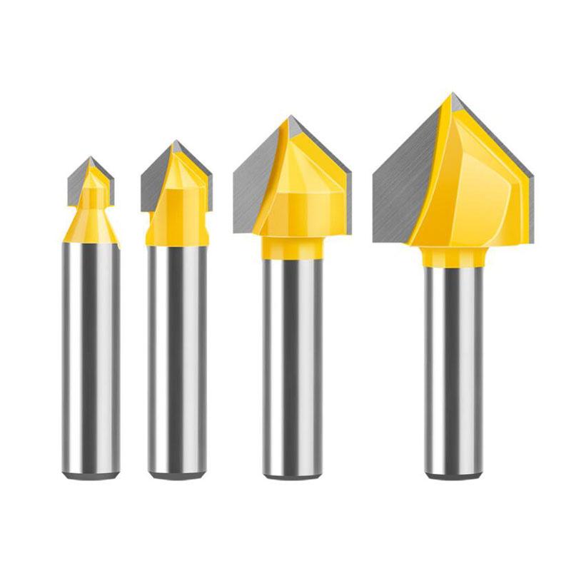 8mm Shank 90 Degree V Groove Template V-Groove V Grooving Router Bit Cleaning Flush Trim Corner Round Cove Box Bits Tools