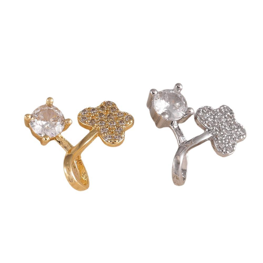 Diamond-Studded Four-Leaf Clover Double Pendant Necklace, Main Stone Accent, Chic and Versatile for Everyday Wear
