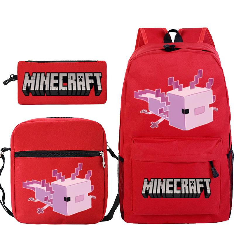 Game Minecraft Printed Children'S School Bag Oblique Span Bag Stationery Pencil Bag Student Backpack Set