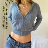 Sweetown Solid Twist Floral Knitted Cardigan Hoodies Women New Sweaters Autumn Winter Long Sleeve Casual Jackets Hooded Knitwear