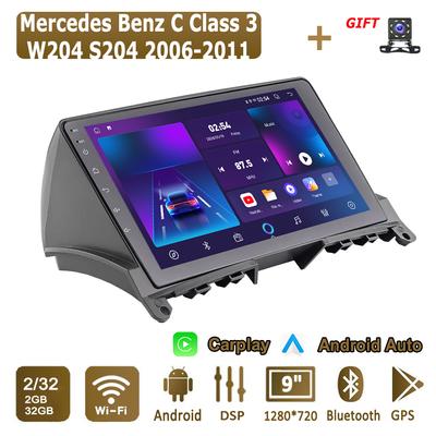 Автомагнітола Android Carplay для Mercedes Benz C Class 3 W204 S204 2006-2011 Мультимедійний плеєр Головний пристрій Стерео GPS Навігація BT WIFI 2+32 ГБ
